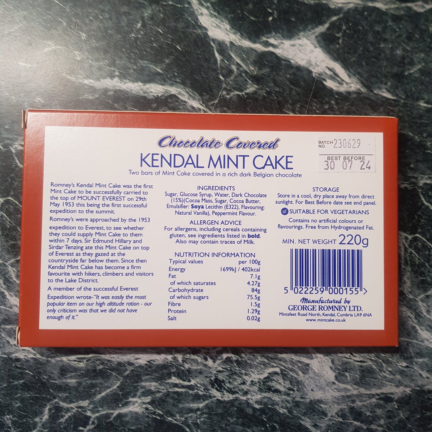 Chocolate Covered Kendal Mint Cake 220g