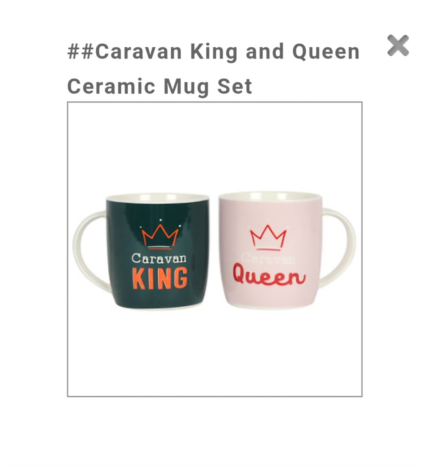 Caravan King and Queen Ceramic Mug Set