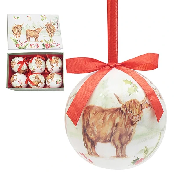 Highland Cow Baubles 6 Set