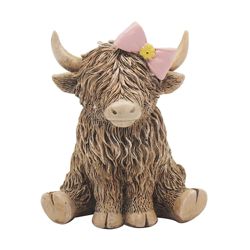 Highland Cow Pink Bow