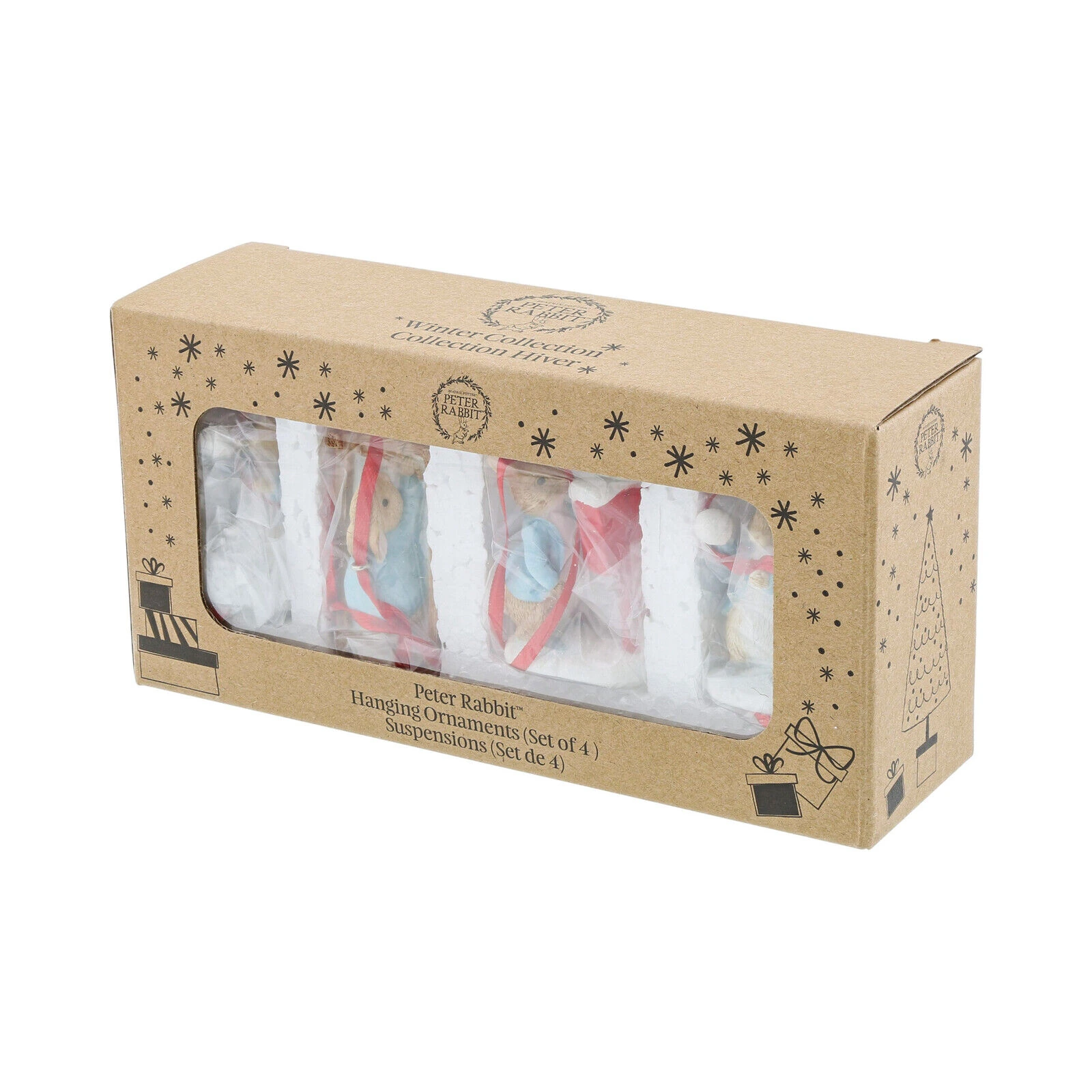 Peter Rabbit Hanging Ornaments Set of 4 in the Winter Collection gift box